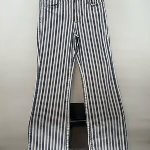 Anthropologie Navy and White Striped Flare Jeans